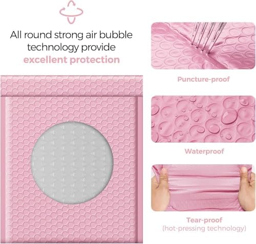 Fuxury Bubble Mailer Bulk 8.5x12 250Pack Light Pink#2 Poly Padded Envelopes - Image 4