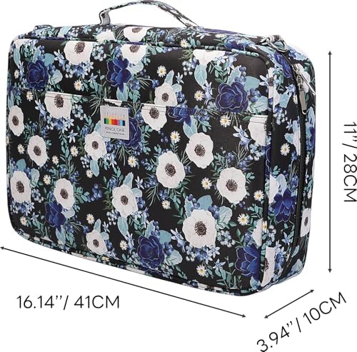JAKAGO 480 Slots Colored Pencil Case Extra Large Capacity Pen Holder for Artist Painter Zipper Organizer Bag for Marker Highlighter Storage Case for Office Sketch Travel Supplies (Anemone) - Image 2