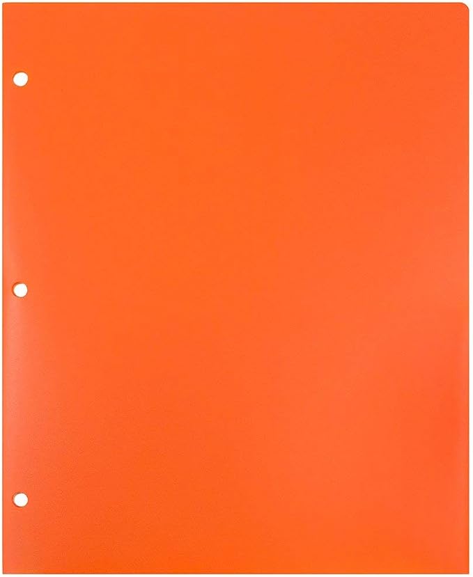 JAM PAPER Heavy Duty Plastic 3 Hole Punch Pocket Folders - Extra Tough School Folders - Orange - 6/Pack - Image 7