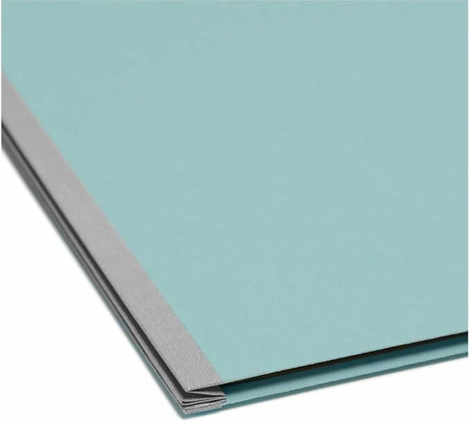 Smead Pressboard Classification File Folder with SafeSHIELD Fasteners, 2 Dividers, 2" Expansion, Letter Size, Blue, 10 per Box (14030) - Image 5
