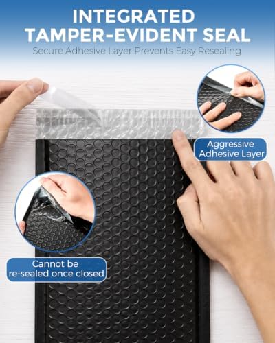 GSSUSA Black Bubble Mailers 6x10" 600 Pack Padded Envelopes Self Seal - Image 4
