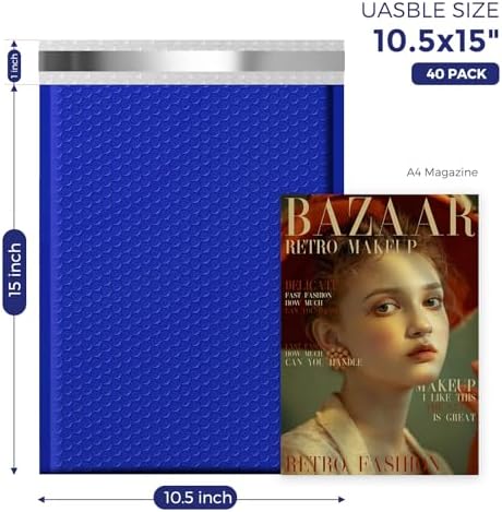 Fuxury Large Bubble Mailers 10.5x16" 250 Pack Royal Blue Padded Envelopes - Image 4