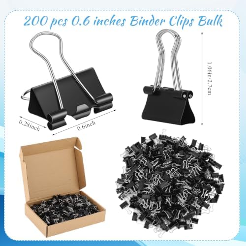 Jetec 200 Pcs Black 0.6 Inch Binder Clip Paper Clamp Metal Paper Clip - Image 2