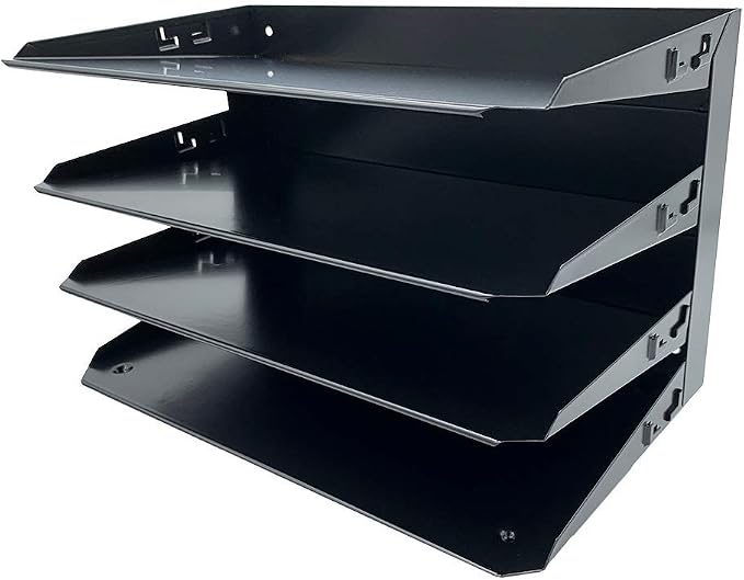Huron Desktop Horizontal 4-Slot Legal File Binder Organizer Storage Letter Tray, Black Commercial Grade Steel by Huron