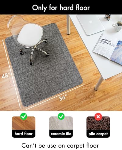 BARoyal Office Chair Mat for Hardwood Floor Under Desk Computer Rolling Chair Mat for Wood/Tile Floor Non-Slip Heavy Duty Desk Rug PVC Plastic Hard Floor Protector 36" x 48"(Gravel) - Image 3