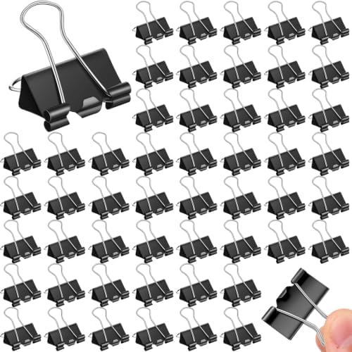 Jetec 100 Pcs Black 1.25 Inch Binder Clip Paper Clamp Metal Paper Clip by Jetec