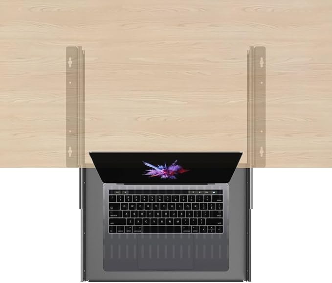 Sliding Under Desk Laptop Mount Shelf with Air Vents, 16" W | W 16.3" x D 12" Metal Under Desk Slide Out Tray Laptop Storage Tray for Laptop (16 Inch Wide) - Image 4