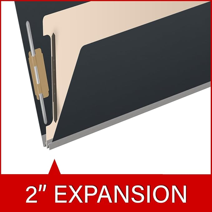 Ecom Folders Top Tab Pressboard Classification Folders | Legal Size 25 Pt Stock with 1 Divider | 2/5 Cut ROC Tab for Medical & Office Filing | 4 Filing Sections | Black, Box of 10 - Image 7
