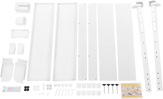 Clamp-On Pegboard Desk Organizer, 2-Tier Clamp On Desk Shelf with Hooks, Office Accessory Organizer for Books, Office Supplies & DIY Storage, 16.5lbs Capacity, 39.37" x 37.4", White - Image 9