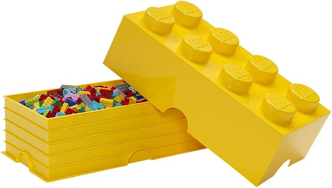 LEGO Storage Brick 8 12.1 L Storage Box with Lid Yellow | LEGO Brick Storage Box Stackable Organizer Toy, Desk & Shelf Storage 12.1 L Capacity Brick Size 8 - Image 2