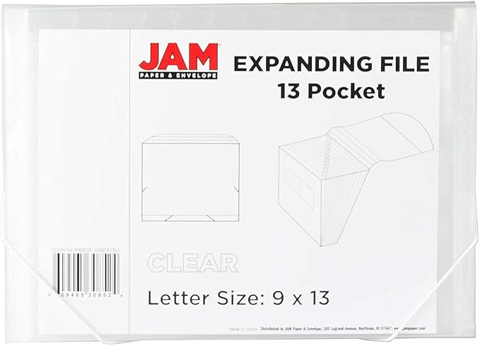 JAM PAPER Accordion Folders - 13 Pocket Plastic Expanding File - Letter Size - 9 x 13 - Clear - Sold Individually - Image 3