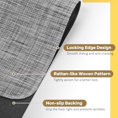 BesWin Large Office Chair Mat for Hardwood Floor, 48" x 60" Desk Floor Mat for Rolling Chair and Computer Desk, Heavy Duty PVC Floor Protector Rug for Home Office, Grey - Image 3