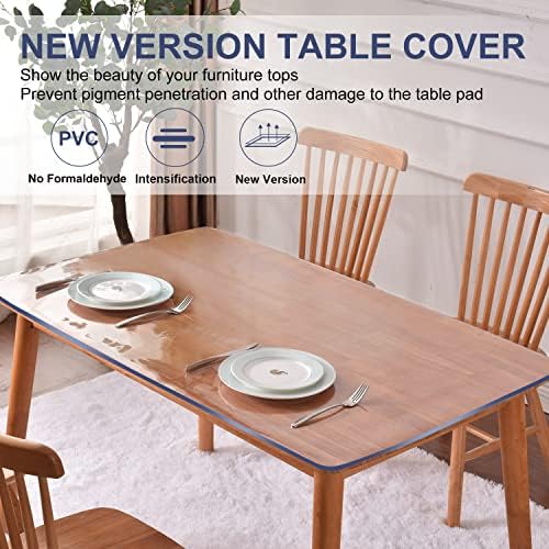 1.5mm Thick Transparent Table Mat Clear PVC Table Protector Waterproof Table Pad Plastic Desk Protector for Dresser Night Stand Vanity Desk Writing Desk 16x34 Inch Anti-scratch Non-slip Make-up Mats - Image 5