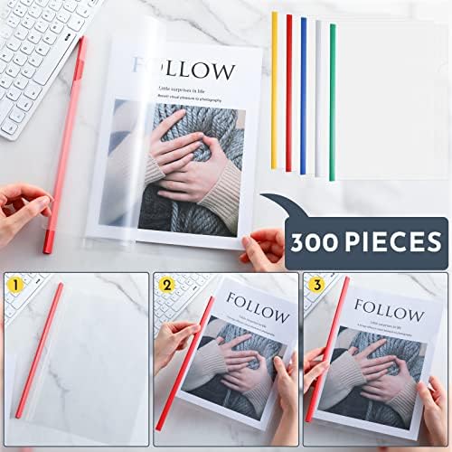 Handepo 40 Pieces Bulk A4 Clear Report Cover with Sliding Bar, 5 Colors - Image 7