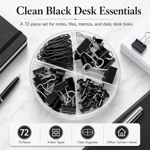 Paper Clips Binder Push Pin Set, Assorted Sized Binder Clips - Image 2