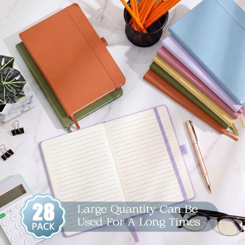 Laumoi 28 Pack A5 PU Leather Lined Notebook Journal, Elegant Color,Simple - Image 4