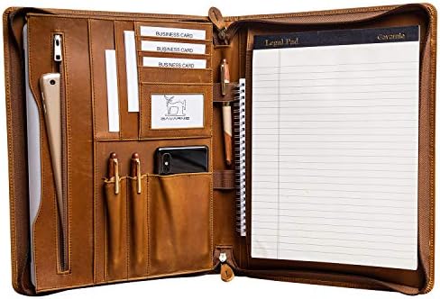 Genuine Leather Padfolio Portfolio Organizer for Men & Women by Gavarnie