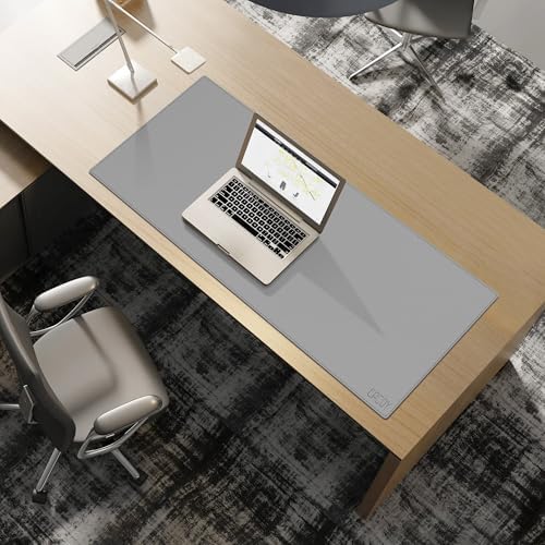 Cacoy 40" x 16" PU Leather Desk Pad Blotter, Extended Gaming Computer Mouse Pad, Waterproof Writing Pad Desktop Protector Mat for Office and Home (Grey) - Image 4