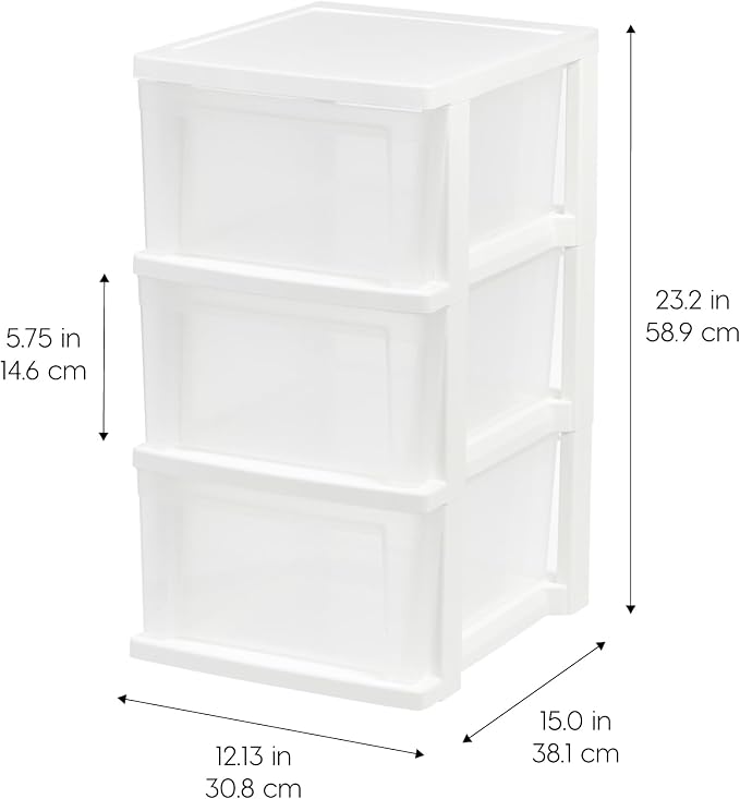 IRIS USA 3-Drawer Slim Narrow Storage Organizer, 2-Pack, White/Clear | Organize craft supplies, school essentials, beauty items, and small household accessories with compact drawer storage - Image 2