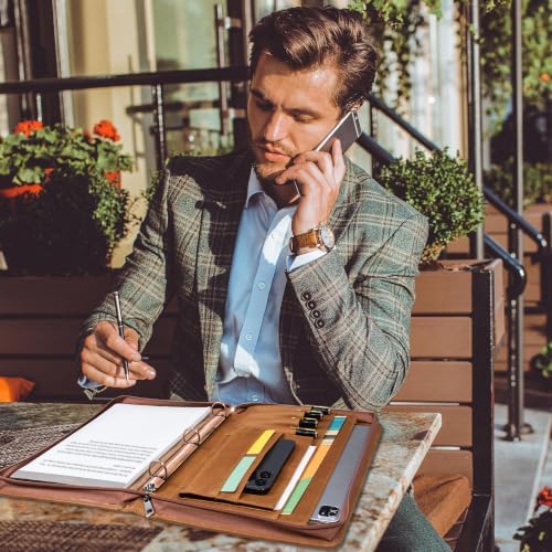 Personalized Genunie Leather Portfolio Binder, Customized Leather Portfolio for Men,Business Portfolio Organizer for A4 Size Notepad, Customized Gift - Image 3