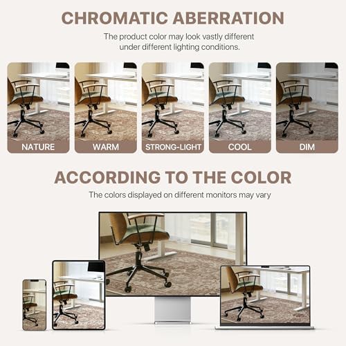 48"x60" Office Chair Mat for Hardwood Floor, Non-Slip Washable Brown Red - Image 6
