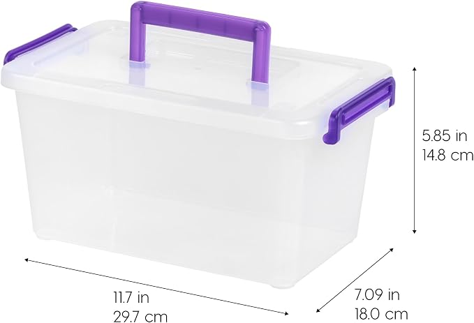 IRIS USA Storage Bins with Lids |Made in USA| 5 Qt - (6-Pack) - Clear | Built-In Handle Tote / Plastic Containers for Crafts, Art, Office & Study Supplies / Interlocking Latches - Image 6