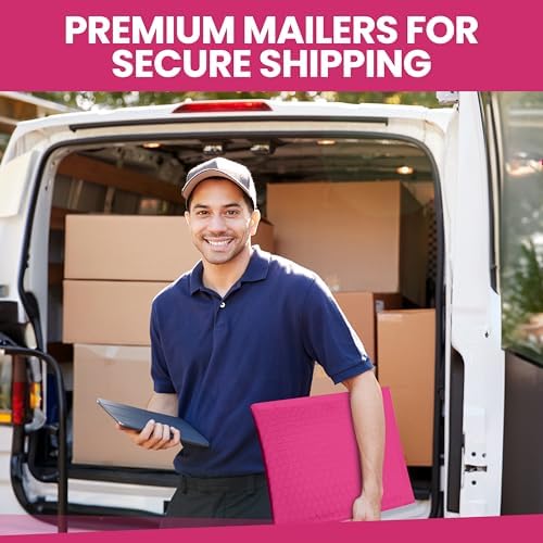 Hot Pink Bubble Mailers 14.50x20, Poly Padded Envelopes #7, 15 Pack - Image 7