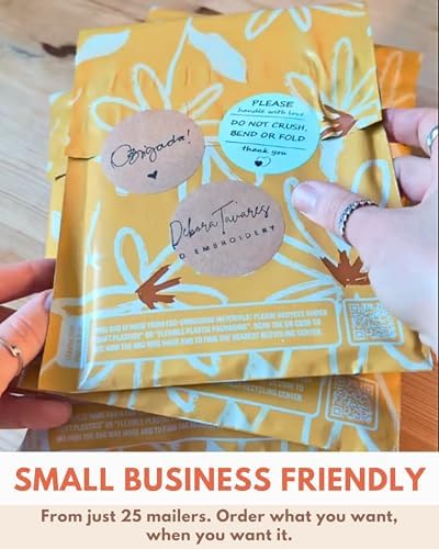 Poly Mailers 6 x 9 Inch - 100 pack Biodegradable Shipping Bags for Stationery and Small Accessories - Impack Self-Seal Waterproof Thick Mailing Envelope for Small Items - Golden Pencil Floral - Image 5