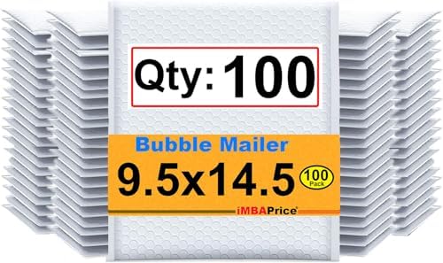 iMBAPrice 100#4 (9.5" x 14.5") Pure White Color SELF Seal Poly Bubble MAILERS Padded Shipping ENVELOPES (Total 100 Bags) by iMBAPrice