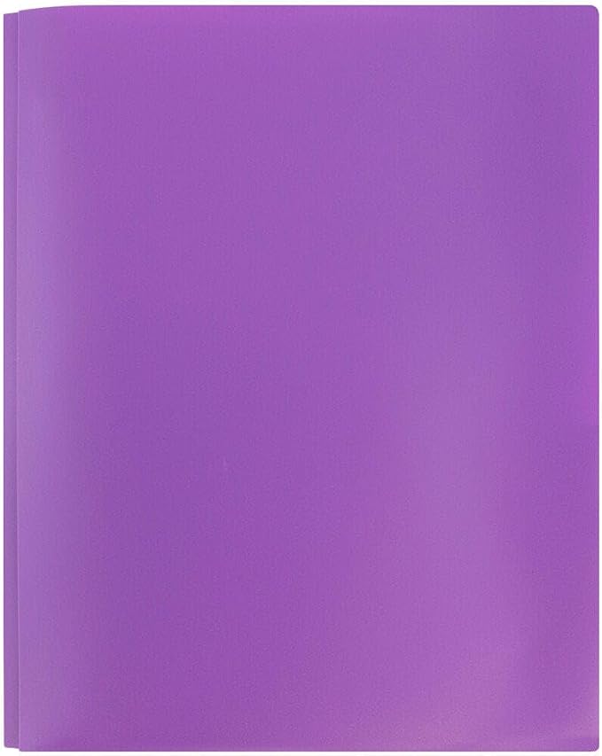 JAM PAPER Plastic 2 Pocket POP Folders - Durable School Folders with Metal Prongs Fastener Clasps - Purple - 12/Pack - Image 4