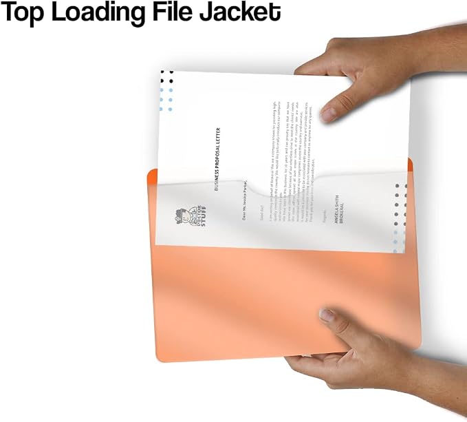 Orange Plastic Folders with Pockets and Clear Cover, Doctor Stuff, Letter Size, Top Loading Job Jacket, Documents Holder for Office and Medical Files, Pack of 100 - Image 5