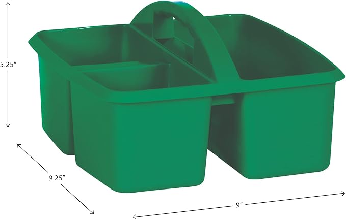 Teacher Created Resources Green Portable Plastic Storage Caddy 6-Pack for Classrooms, Kids Room, and Office Organization, 3 Compartment - Image 3