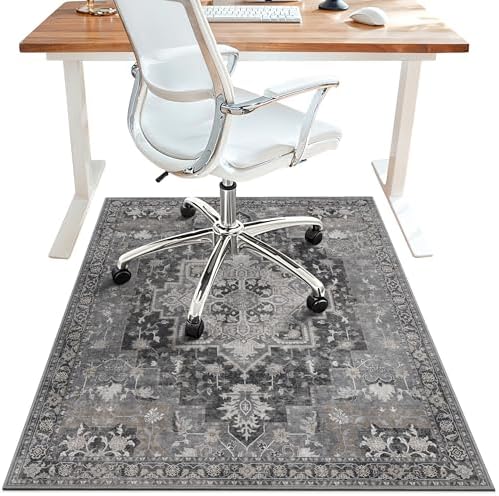 30"x48" Office Chair Mat for Hardwood Floor, Non-Slip Washable Black by BESBLEE