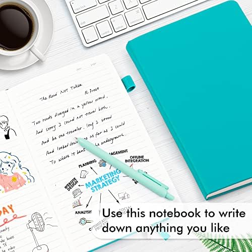 feela 18 Pack Journal Notebook for Work, Business Notebook Bulk Hardcover Lined Writing Journal with Pen Holder for Men Women Note Taking, with 18 Black Pens, 120 GSM, 5.1”x8.3”, A5, Emerald - Image 4
