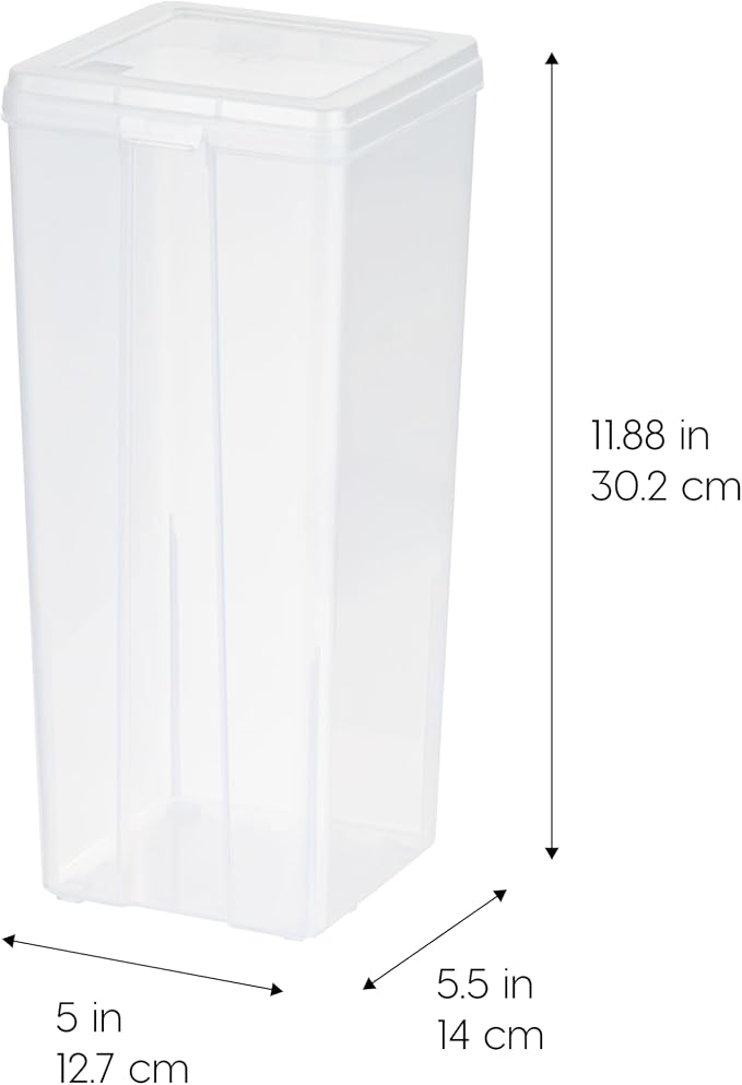 IRIS USA Food Storage Containers Set, 3.9 Qt - 4 Pack, Food Grade Plastic | Tall Storage for Pasta, Spaghetti, Noodle, BPA-Free, Clear View, Flip Top Lid, Stackable - Image 2