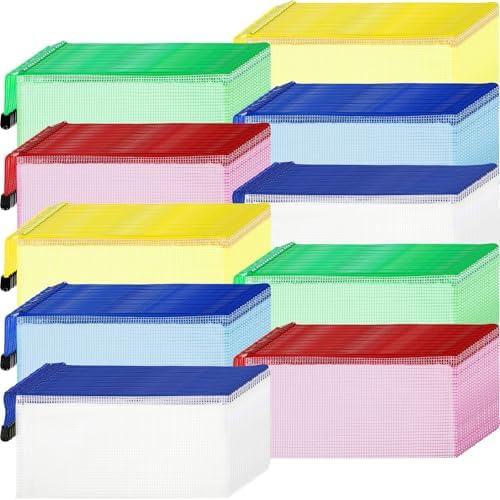 Zhehao 400 Pcs A6 Mesh Zipper Pouch Pencil Pouch with Zipper Waterproof Mesh Storage Bags Small File Bags for Organization Office Supplies, 9.5 x 4.5 Inch (Fresh Color) - Image 7