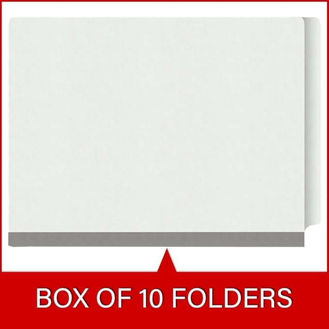Ecom Folders Heavy Duty Top Tab Classification Folders | Letter Size 18 Pt Stock with 1 Divider | 2/5 Cut Right Position Tab for Medical, Legal and Office Documents | White, Box of 10 - Image 6