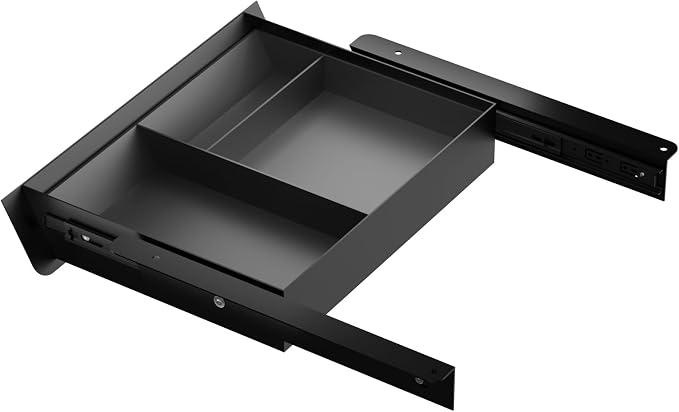 Under Desk Drawer with Removable Tray, 15.4" Wide 2-in-1 Organizer – 60° Ergonomic Tilt, 4-Compartment Insert for Pens, Phones & Cables, Ball Bearing Slides, for Home Office & Student Desk by GAXOMO