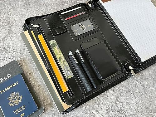 Leather Portfolio for Men, Personalized Leather Portfolio with Zipper, Customized Portfolio Organizer, Vegan Leather Padfolio for Women, Custom - Image 5