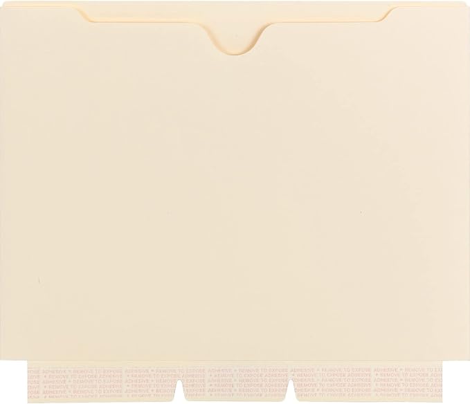 Smead File Jacket, Reinforced Straight-Cut Tab, Flat-No Expansion, Letter Size, Manila, Self-Adhesive, 10 per Pack (68040) by SMEAD