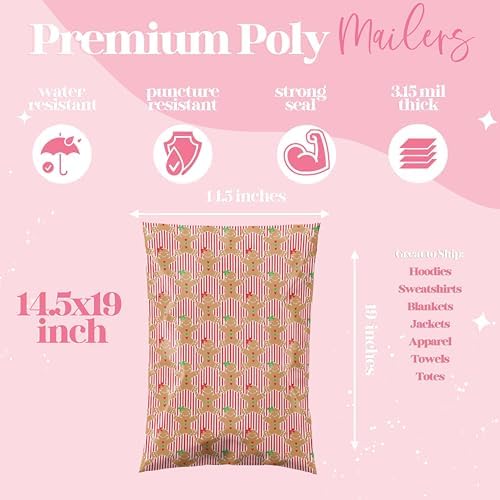 Pretty Package Store Poly Mailers 10x13, Gingerbread, 100 Pack - Image 5