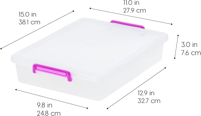 IRIS USA Storage Bins with Lids |Made in USA| 6 Qt - (6-Pack) - Clear | Plastic Containers for Crafts, Art, Office & Study Supplies / Secure Latch Buckles - Image 2