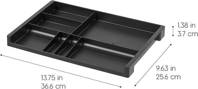 IRIS USA 8-Pack, 14 x 10 in Stacking Desktop Organizer Tray, Black | Organize documents, notebooks, stationery and office supplies with divided storage for desks and workspaces - Image 5