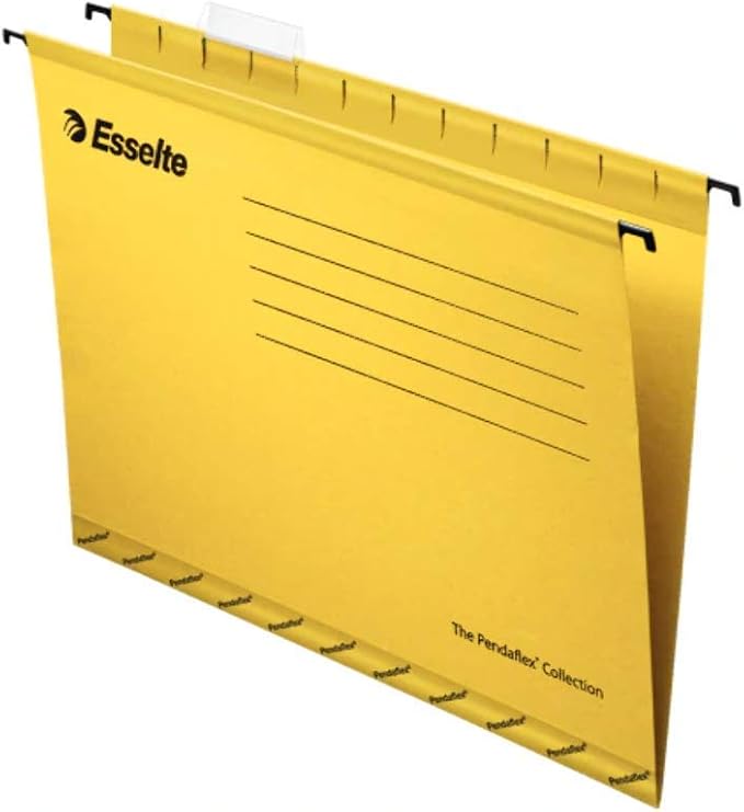Esselte Classic Reinforced Suspension File, A4, Pack of 25, Tabs Included, Yellow, 90314 by Unknown