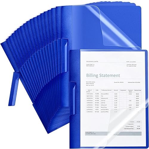 Maitys 25 Pack Clear Report Covers with Clip, Blue by Maitys