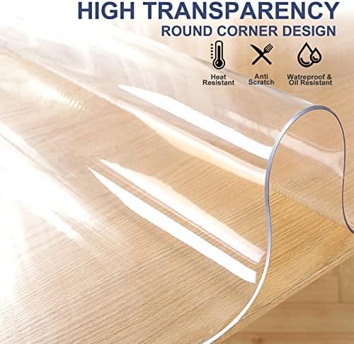 1.5mm Thick 18x42 Inches Clear Table Cover Protector Desk Pad Mat Rectangular Plastic Table Protector PVC Table Pad for Office Computer Writing Desk Protector Mat Pad Dressing Cabinet Screen Protector - Image 4