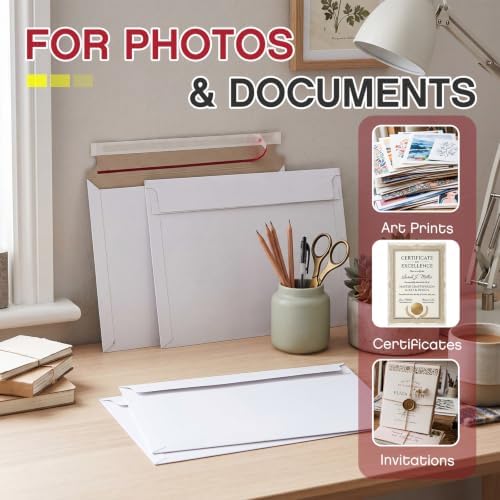 Affrolling 100 Pcs 13.7 x 9.7 Inches Rigid Photo Mailers Cardboard, White - Image 3