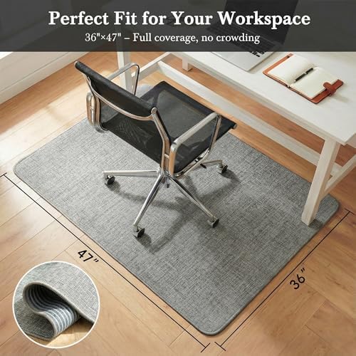 Aothia Textilene Chair Mat for Hardwood Floors - Heavy Duty Non-Slip Desk Floor Protector, Durable PVC & Polyester Blend, Easy to Clean, Ideal for Home Office (36"x47", Dark Grey) - Image 4