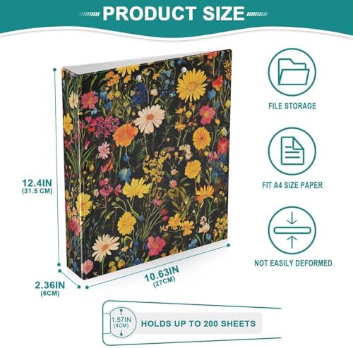 3 Ring Binder 1.5 Inch Clipboards Binders with Interior Pockets Round Ring Binder for Office Supplies and School - Image 4