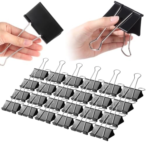 Jetec 24 Pack 3 Inch Extra Large Binder Clips Black Jumbo Binder Clips Heavy Duty Paper Clamps Metal Clip Bulk for Home Kitchen Office School Art Supplies by Jetec